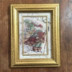 Windswept Traveler Professionally Framed Victorian Santa Picture